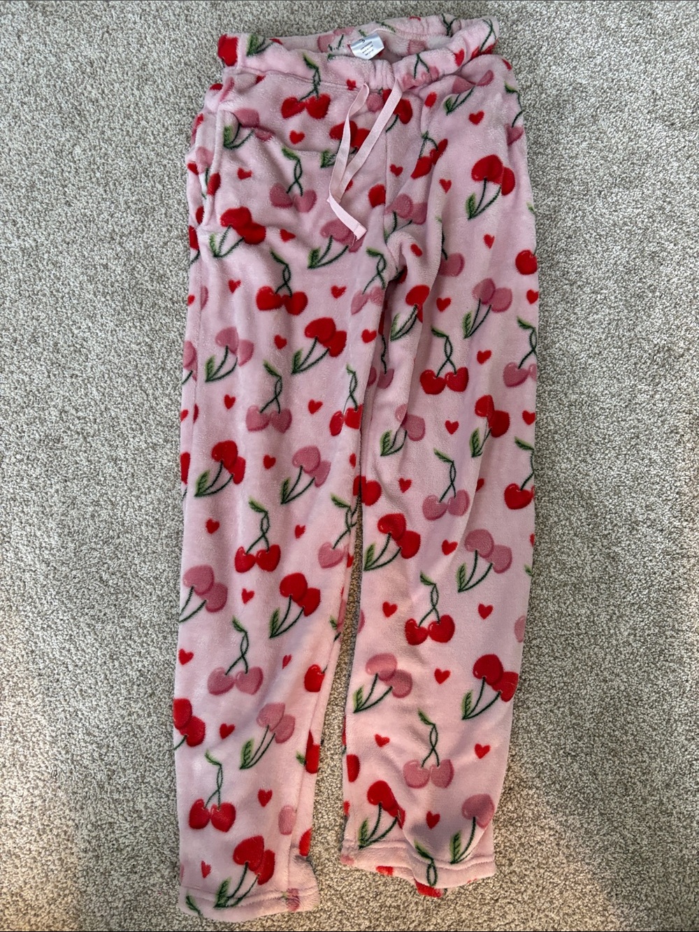 Pink Cherry Fleece Pajama Pants